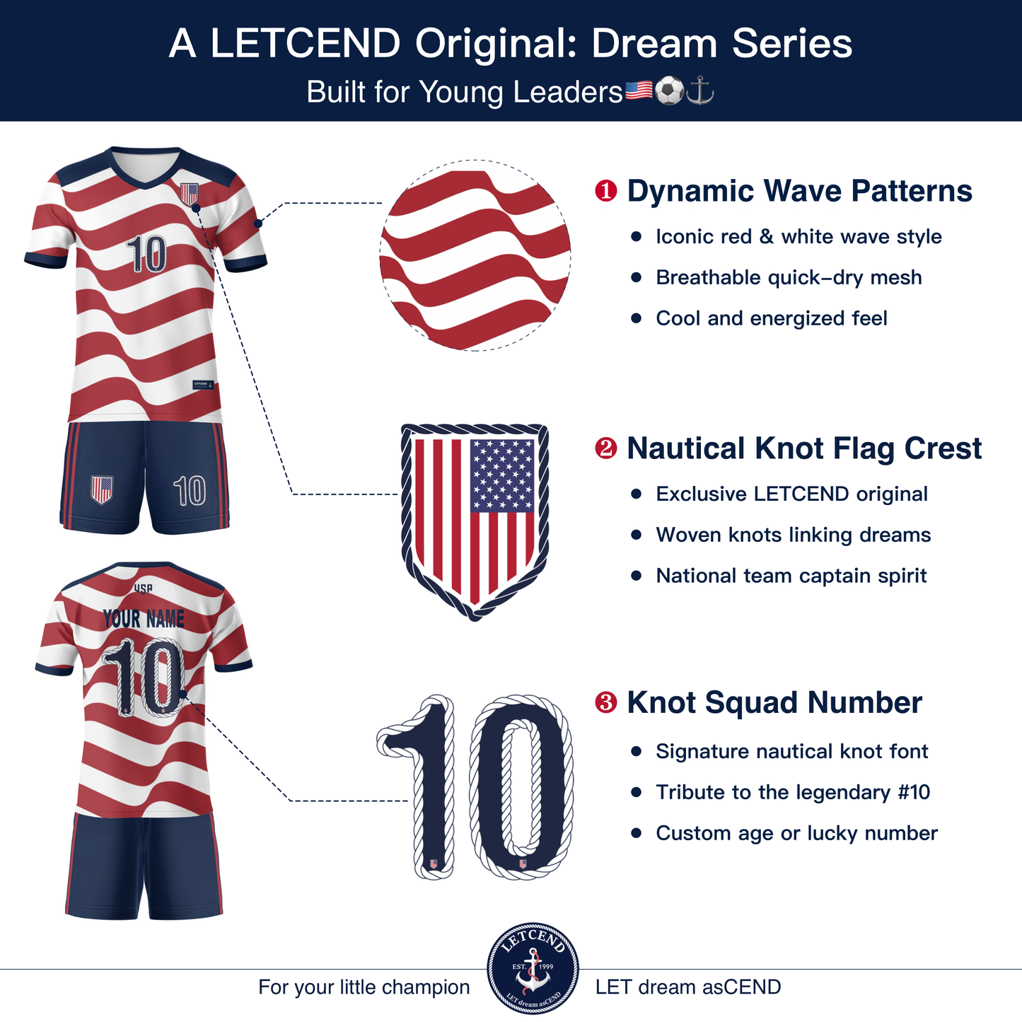 joithing Kids Soccer Jersey — 2026 USA Fan Edition · American Wave